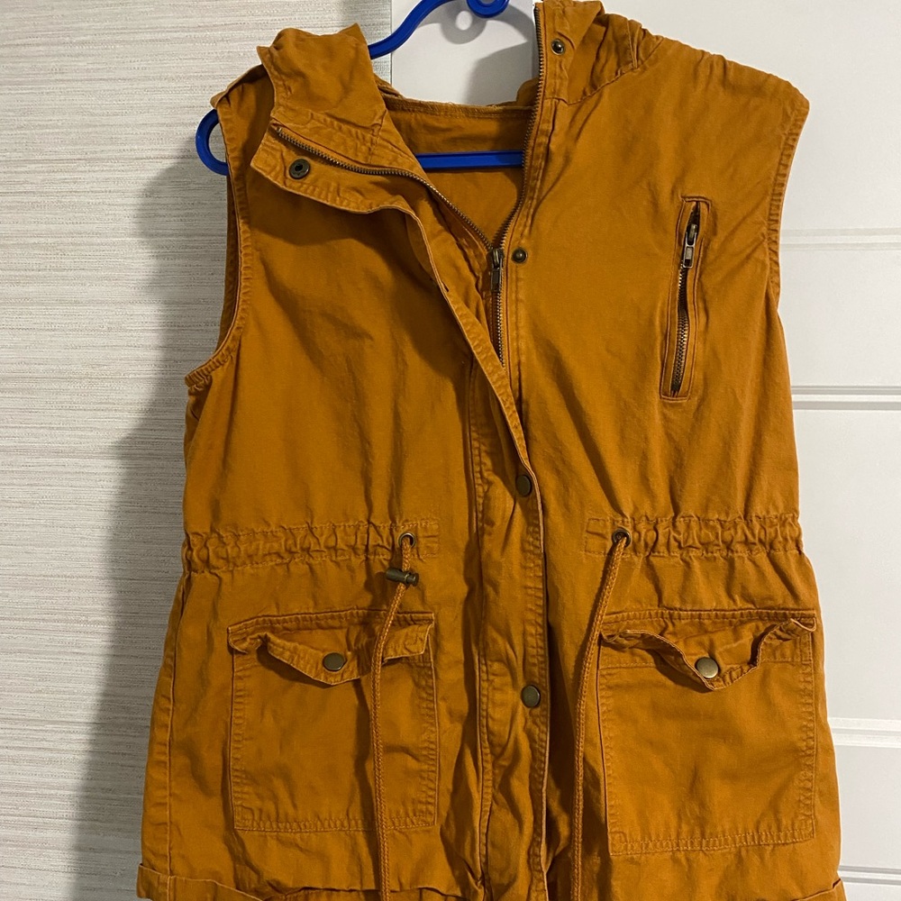 Burnt orange Hooded Utility Vest